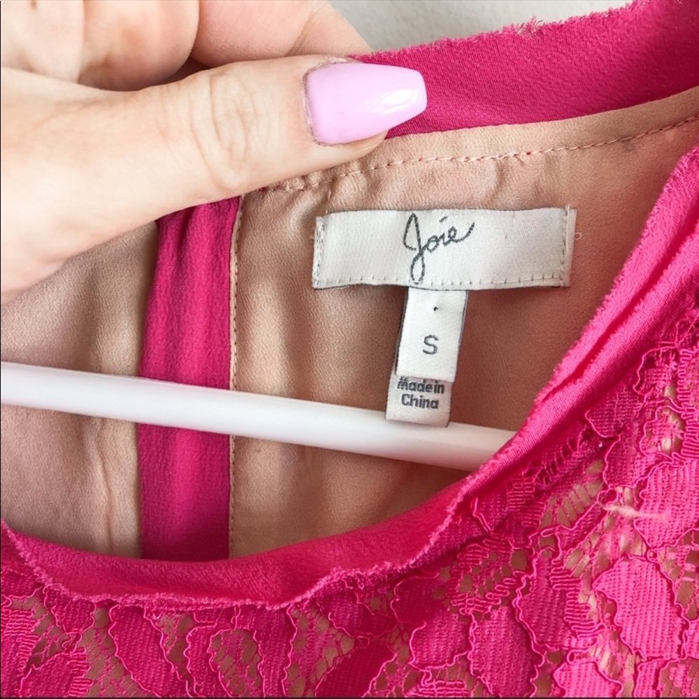JOIE ISETTE PINK SLEEVELESS LACE DRESS - Picture 9 of 10